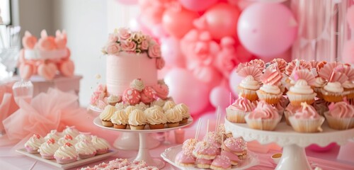 Enchanting children's princess party in a pink aesthetic setting, brimming with fairy tale magic. 