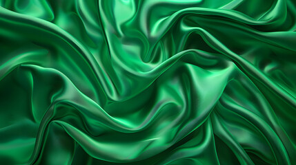 Obraz premium Dark teal green silk satin. Shiny smooth fabric. Soft folds. Luxury background with space for design. web banner. Flat lay, top view table. Birthday, Christmas, Valentine, New year.