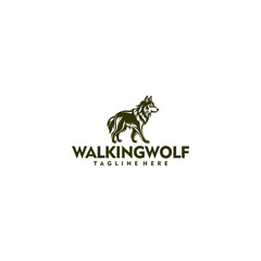 Walking wolf logo vector illustration