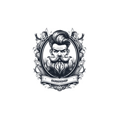Bearded man vintage logo vector illustration