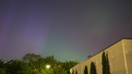 Northern lights over Munich due to an extreme geomagnetic storm on the night of May 10th to 11th,...