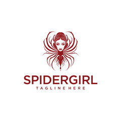 Spider girl logo vector illustration