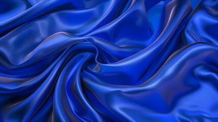 Fototapeta premium Navy blue silk satin. Silky shiny fabric. Dark luxury background with space for design. Banner. Wide. Long. Panoramic. Template. Empty. Flat lay, top view table