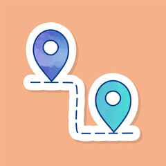 color sticker map pin route icon