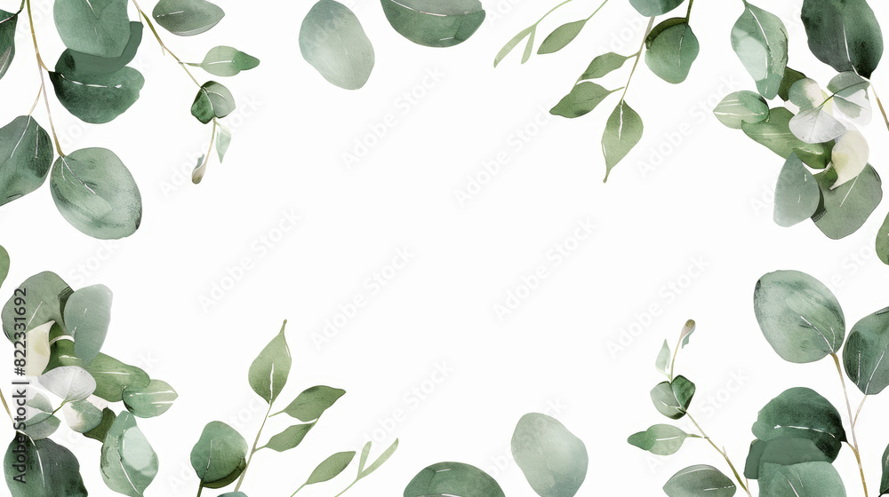 Wall mural leave frame isolated on white, copy space - Wall murals