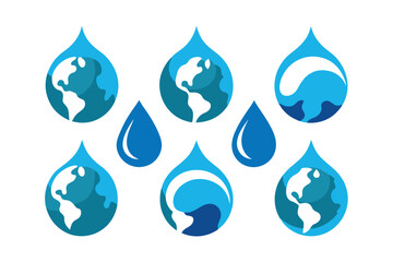 Vector water droplets splash. Concept of reducing water use on World Water Day design