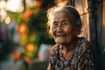 Obraz premium A smiling grandmother photo calling her family, joy of connection
