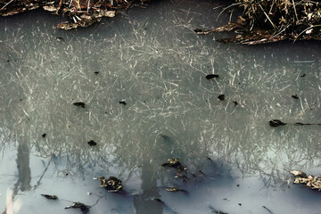This is the sewer channel of almost dead, clusters of dead organic matter. Muddy water due to the abundance of hydrogen sulfide