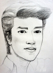 hand drawn sketch drawing  boy face
