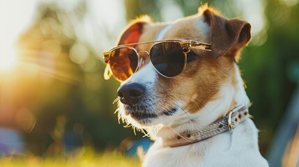 cool canine trendy dog sporting stylish sunglasses animal portrait