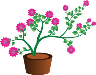 Leaf with color Flower Design