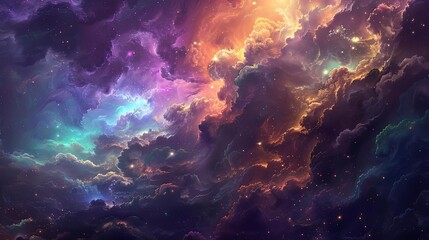 Obraz premium cosmic wonderland colorful nebula and starry expanse aweinspiring galaxy art digital painting
