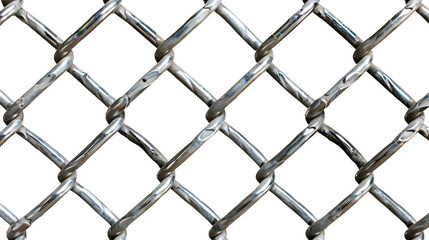Detailed close up view of a chain link fence without any gaps or damages on a transparent background