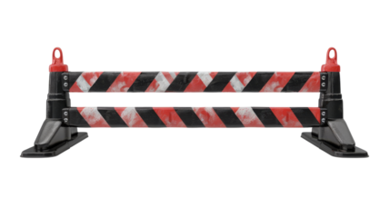 A black and red barricade with two red handles, against a transparent background