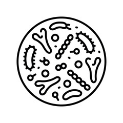 Gut microbiome line black icon. Intestine microbiota. Sign for web page, mobile app, button, logo. Vector isolated button.