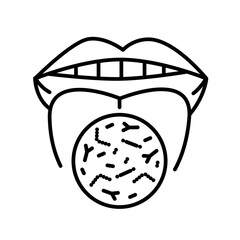 Oral microflora line black icon. Sign for web page, mobile app, button, logo. Vector isolated button.