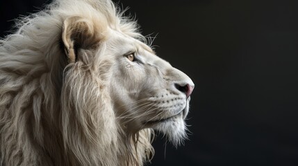 portrait of a white lion.