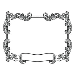 Illustration of vintage frame with ribbon. Frame for your text