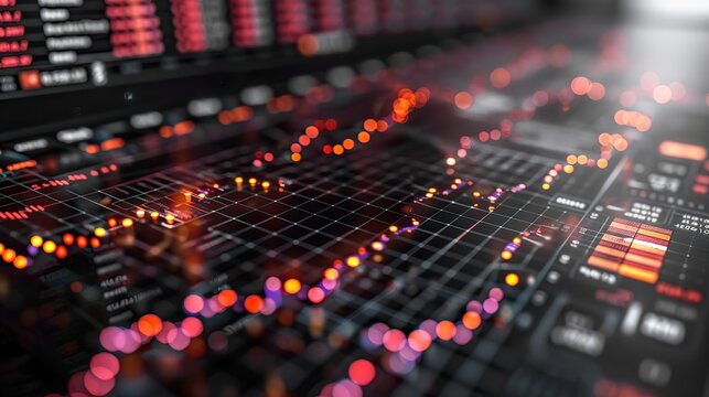 analyzing financial investment plan in relation to economic growth global network data banking analytics.stock photo