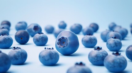 Fresh Sweet Blueberries Close Up On Clean Background (Generative AI)