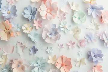 Pastel Paper Flowers Arrangement on White Background   Delicate and Elegant Floral Art