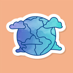 Earth globe color sticker