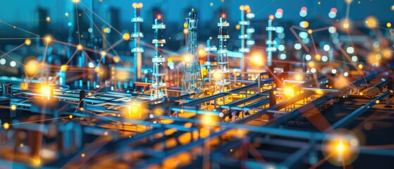 Fototapeta premium Digital twin of a smart factory for real-time monitoring