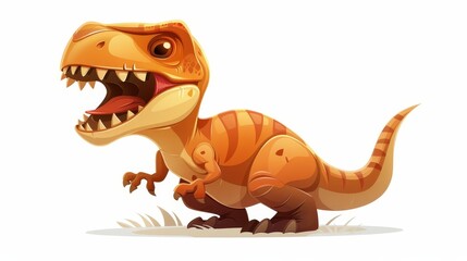This illustration for kids features a cartoon image of a happy and funny dinosaur known as a tyrannosaurus.
