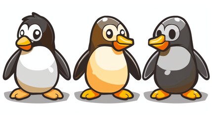 Doodle illustration of a baby cartoon character doodle penguin modern icon