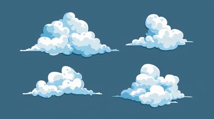 An illustration collection of smoke in the form of stylized white clouds.