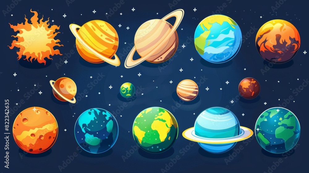 Poster the universe and solar system planets are combined with a space element on a universe background. th