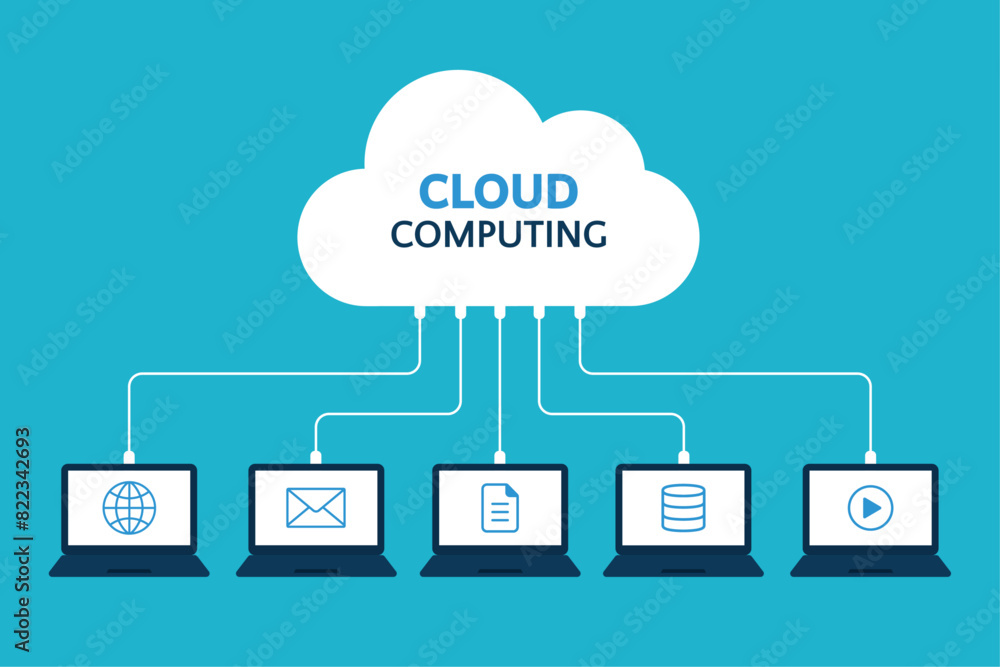 Poster cloud computing concept. cloud computing design, vector illustration