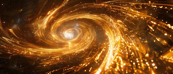 Obraz premium high-tech gold abstraction, swirling digital energy, futuristic concept