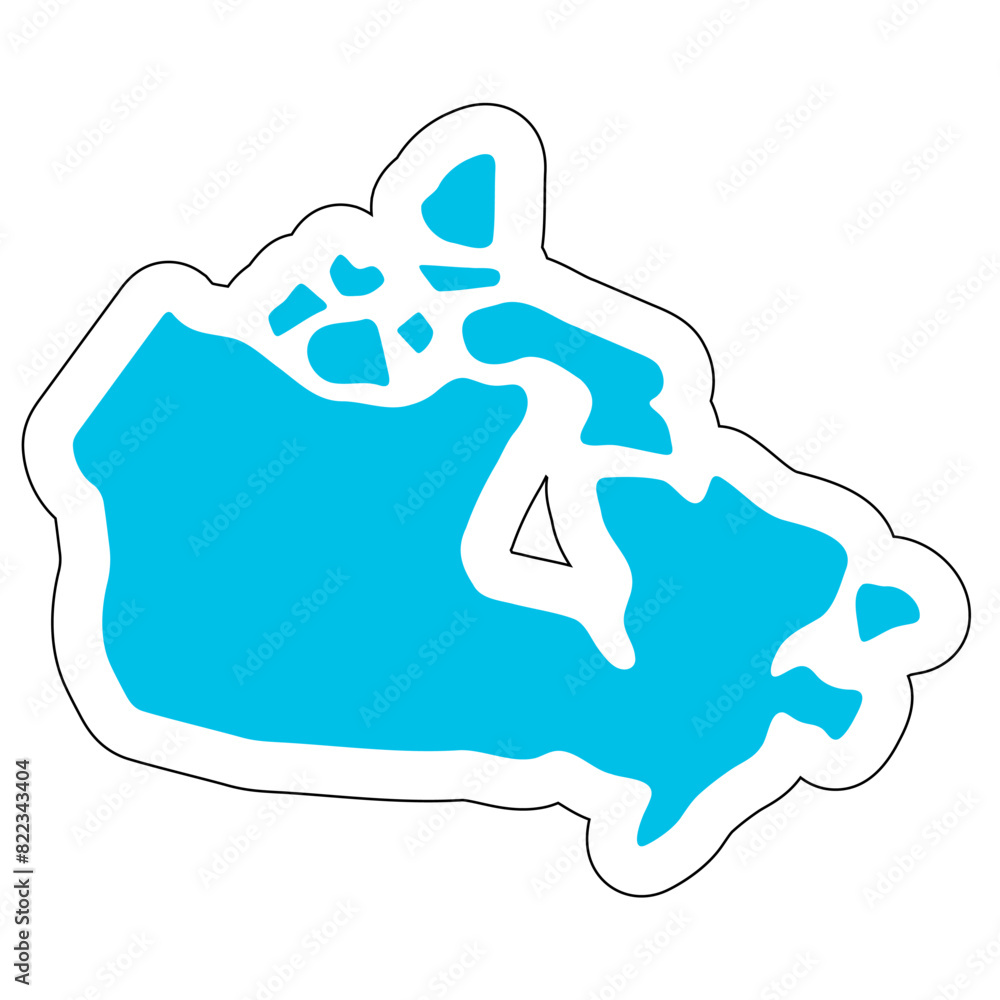Poster canada country silhouette. high detailed map. solid blue vector sticker with white contour isolated  - Posters