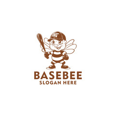 Baseball bee logo vector illustration