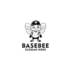 Baseball bee logo vector illustration