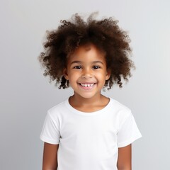 White background Happy black american african child Portrait of young beautiful kid Isolated on Background ethnic diversity equality acceptance concept 