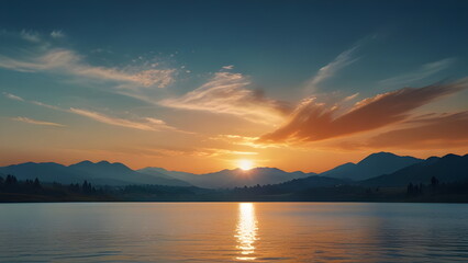Fototapeta premium sunrise over the lake