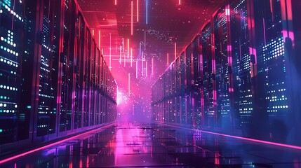 Fototapeta premium data breach concept with sensitive information leaking from server digital illustration