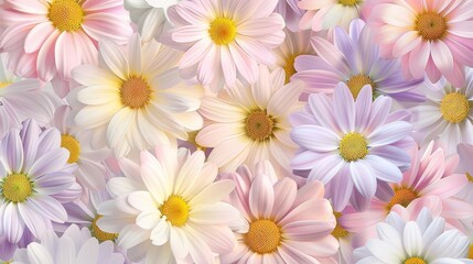 Fototapeta premium delicate pastelcolored daisy pattern seamless floral background for spring designs