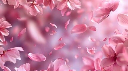 delicate pink cherry blossom petals falling in 3d realistic vector illustration