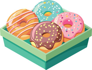box of donut bakery doughnut Vector illustration