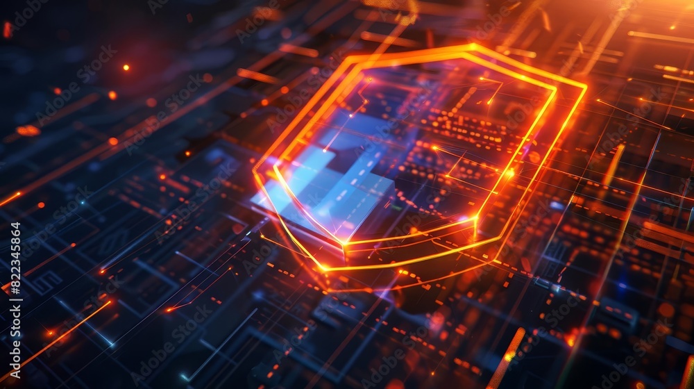 Aufkleber digital shield glowing firewall concept visualizing robust cybersecurity protection against attacks 