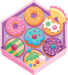 box of donut bakery doughnut Vector illustration