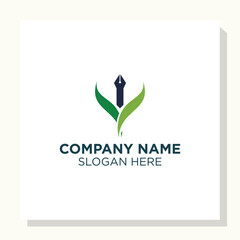 pen and leaf logo concept design vector, education logo inspiration