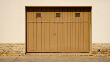 industrial garage door on the facade