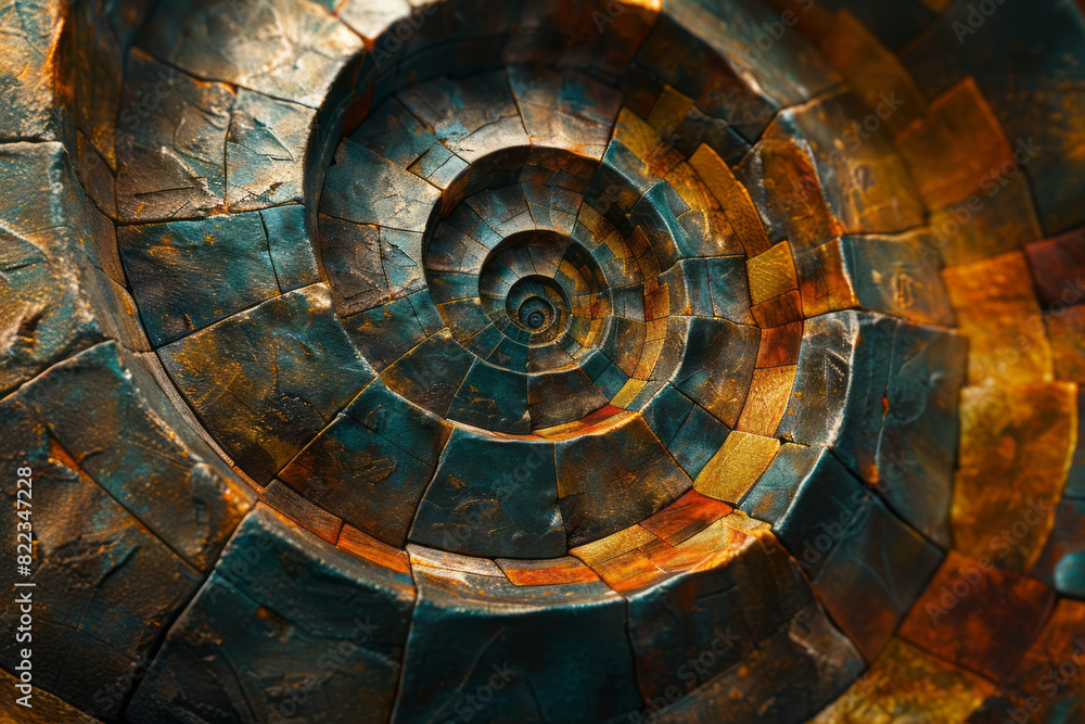 Poster artistic rendering of the number 33, with intertwining spirals and squares, creating a sense of unit