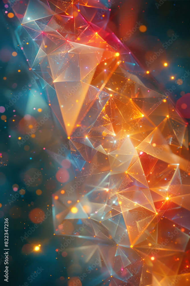 Aufkleber Abstract depiction of the number 33, woven into a lattice of overlapping stars and diamonds, symbolizing mastery and enlightenment,