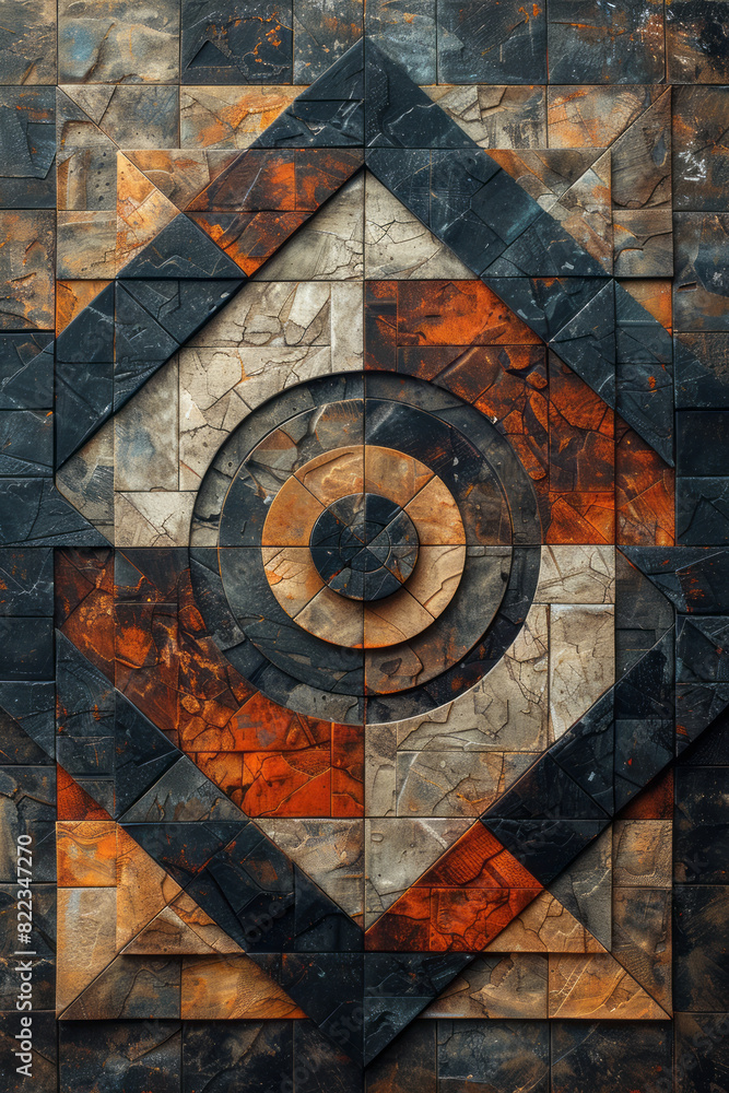 Poster Illustration of the number 22, framed by interlocking squares and circles, representing harmony and precision,