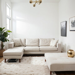 modern living room interior with white sofa